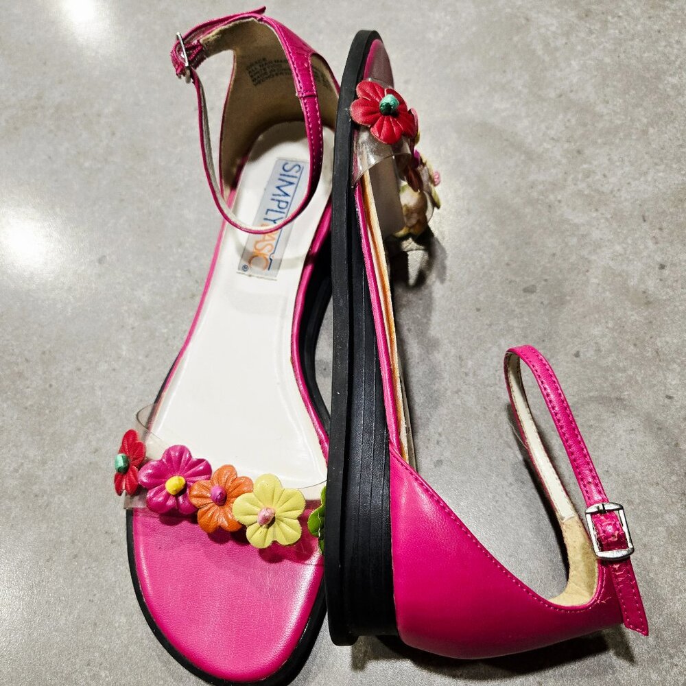 SIMPLY BASIC Grace Women's Ankle Strap Mini Wedge Sandals - Hot Pink - Size 8.5M